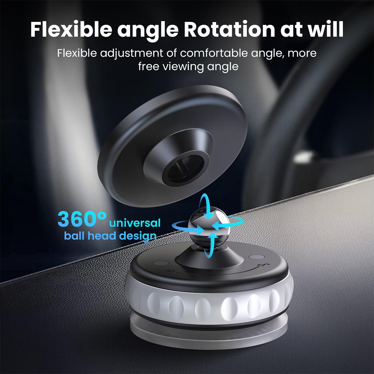 360° Vacuum Magnetic Car Phone Holder, Adjustable Suction Cup Phone Mount for Car/Gym/Mirror/Smooth Surface, Compatible with iPhone Android
