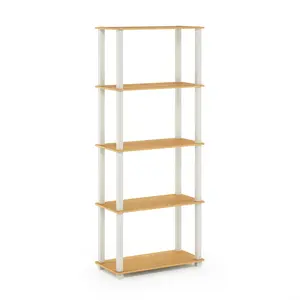 TURN-N-TUBE 5-Tier Corner Storage Shelf for Living Room, Garage, Home Office, Beech