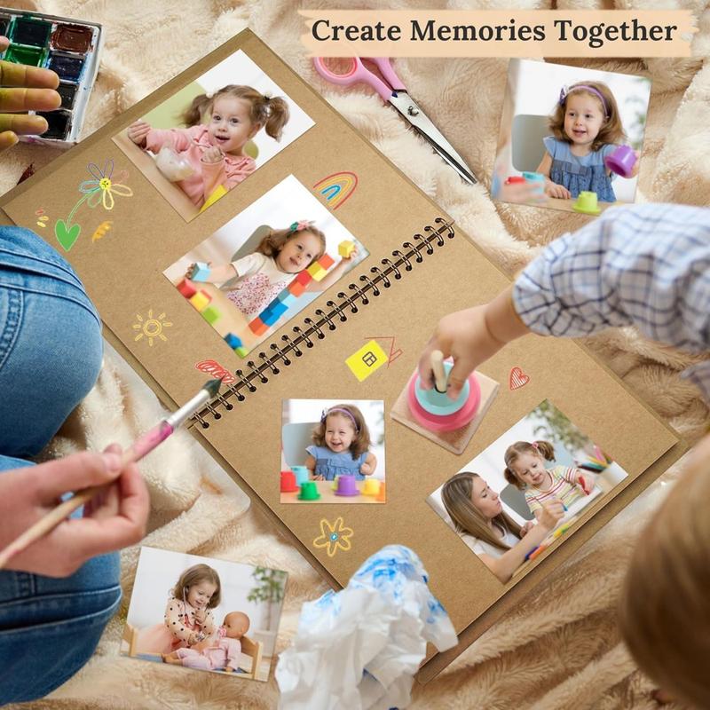 Scrapbook DIY Scrapbook Album Hardcover Kraft Paper Scrap Book Photo Albums 40 Pages Perfect for 4x6 / 5x7 Photos Memory Book for Family, Wedding  Valentine's Gift for bf