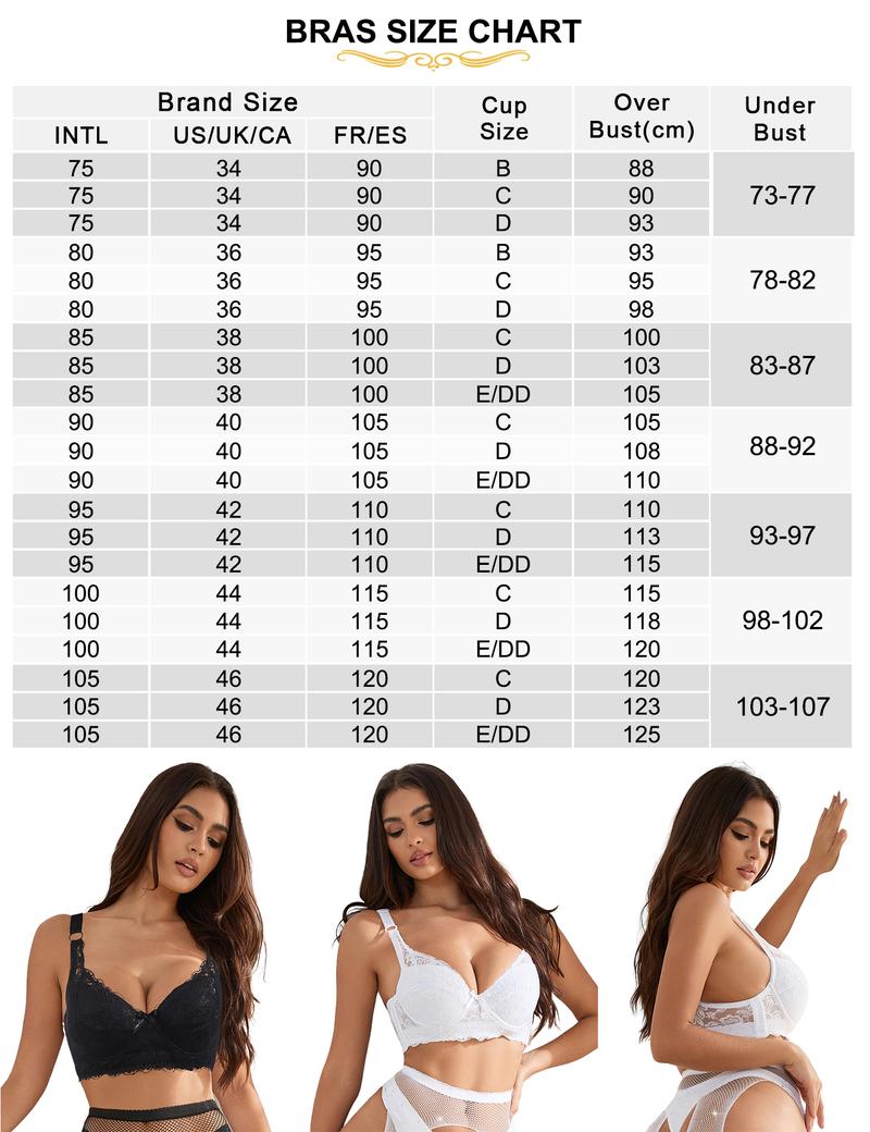 Women's Lace Bra Push Up Padded Cup Bras Plus Size Underwire Bra Sexy Lingerie Everyday Bras Bralette New Fashion Comfortable Lined Bra Trendy Breathable Design Adjustable Shoulder Straps Includes Underwear & Adjustable Strap Perfect for Daily Wear Women's Lace Bra Push Up Padded Cup Bras Plus Size Underwire Bra Sexy Lingerie Everyday Bras Bralette New Fashion Comfortable Lined Bra Trendy Breathable Design Adjustable Shoulder Straps Includes Underwear & Adjustable Strap Perfect for Daily Wear