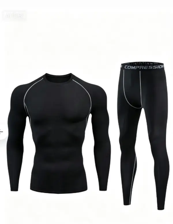Men's 2-Piece Base Layer Sport Activewear Set - Long Sleeve Compression Shirt, Breathable Quick-Dry Sweat-Wicking Leggings for Gym, Running, 4XL, 2XL, Moisture Wicking Underwear, Stretchy Sports Underwear