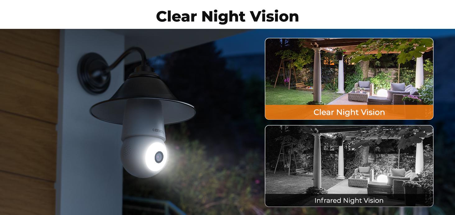 DEATTI 4MP Bulb Security Camera 2.4GHz 360° 2K Wireless Outdoor & Indoor Full Color Day & Night Motion Detection Audible Alarm Easy Installation Alexa Compatible Audio Connection