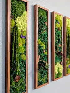 💚 Modern Handmade Moss Wall Art - Set of 4 Panels