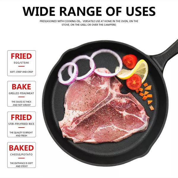 3pcs Heavy-Duty Pre-Seasoned Cast Iron Skillet Set - Non-Stick - Cookware with Ergonomic Handle, Even Heat Distribution for, Searing, Frying - Compatible with Stovetop, & Induction Burners (Indoor/Outdoor Use)
