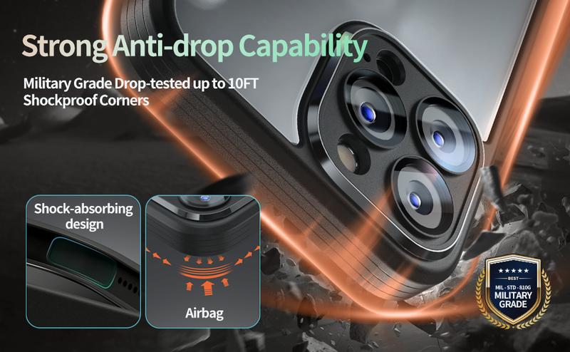 Camera Lens Protector Protection Phone Cases, Soft Rubber Side, Handy Grip, For iPhone 17 Pro Max Case,16,15,14,13,12 Shockproof Magsafe Casing Cover