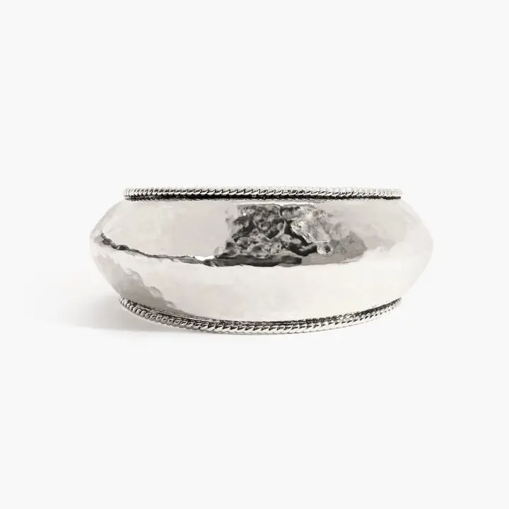 en route Cordelia Dome Bangle in Silver, Sculptural High-Shine Cuff for a Bold Silhouette, Modern Statement Piece for Dimensional Layering & Sets