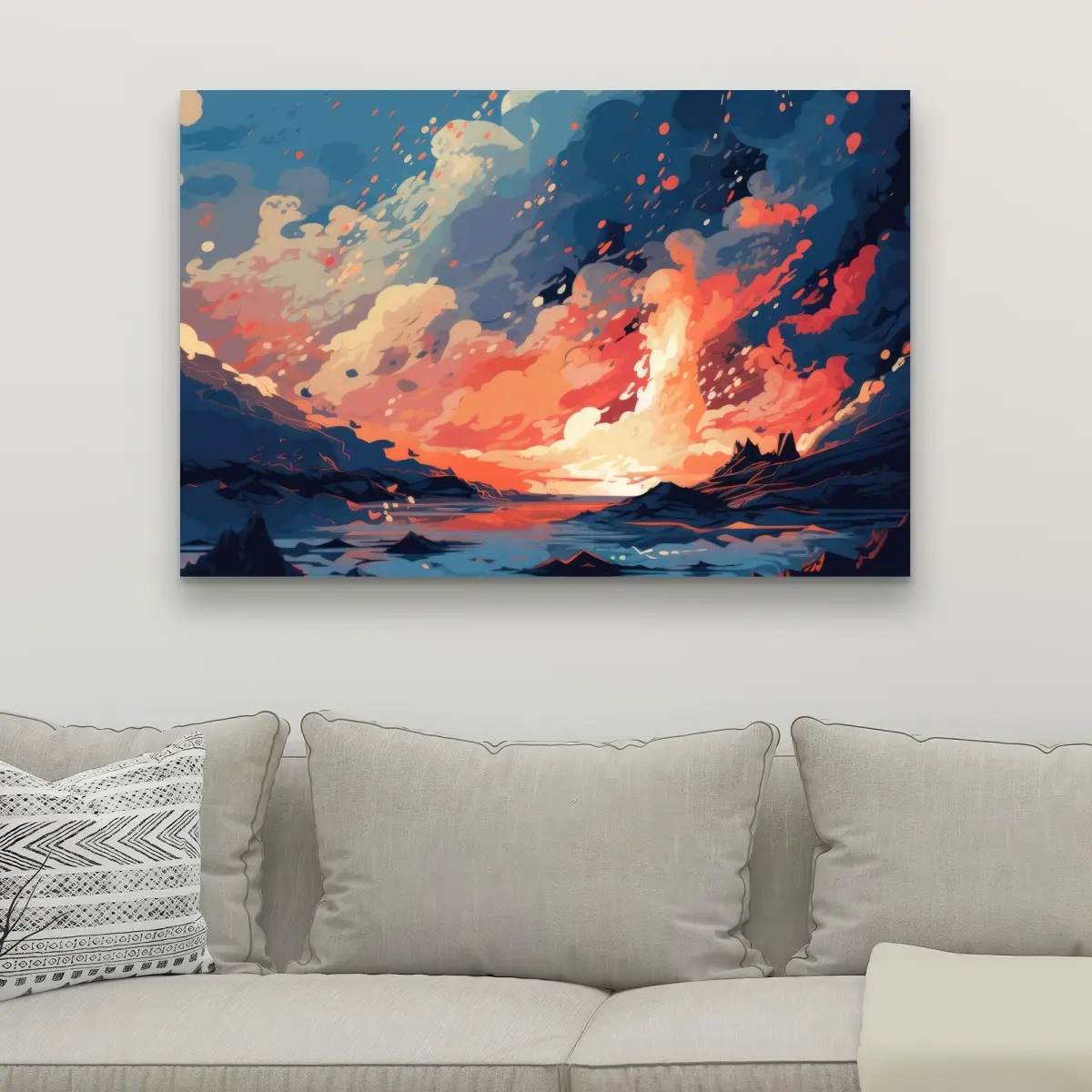 Pictorem C1RC24366YJNQT 24x36 in. Magma Does Not Wait Coral Canvas Wall Art - Statement Home Supplies, Decor Inspo Print for Home Decoration