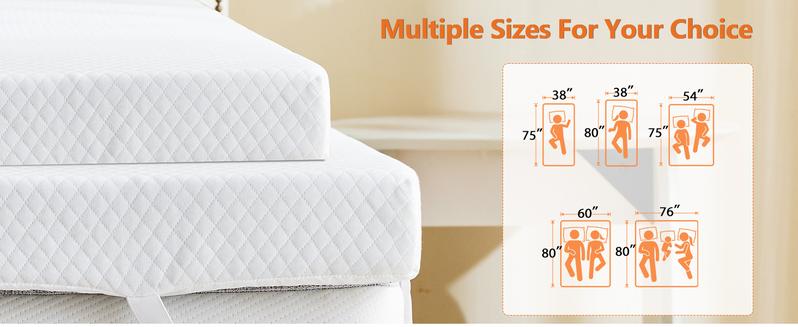 Cooling Gel Memory Foam Mattress Topper for Relieve Back Pain, Ventilated Design, CertiPUR-US Certified, Removable Plush Cover