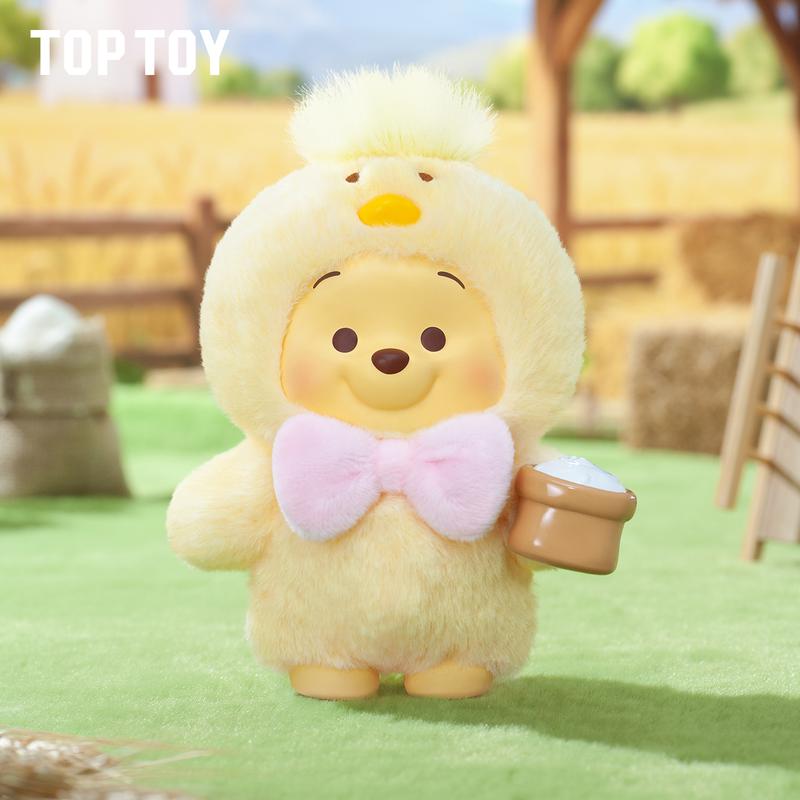 【TOPTOY】Disney Winnie the Pooh Happy Farm Series Vinyl Plush Blind Box, Cute Figures, Desktop Ornament, Collectible Toys, Birthday & Holiday Gift