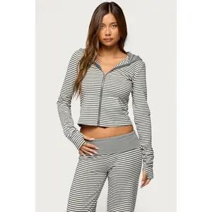 Meggy Striped Zip Up Hoodie