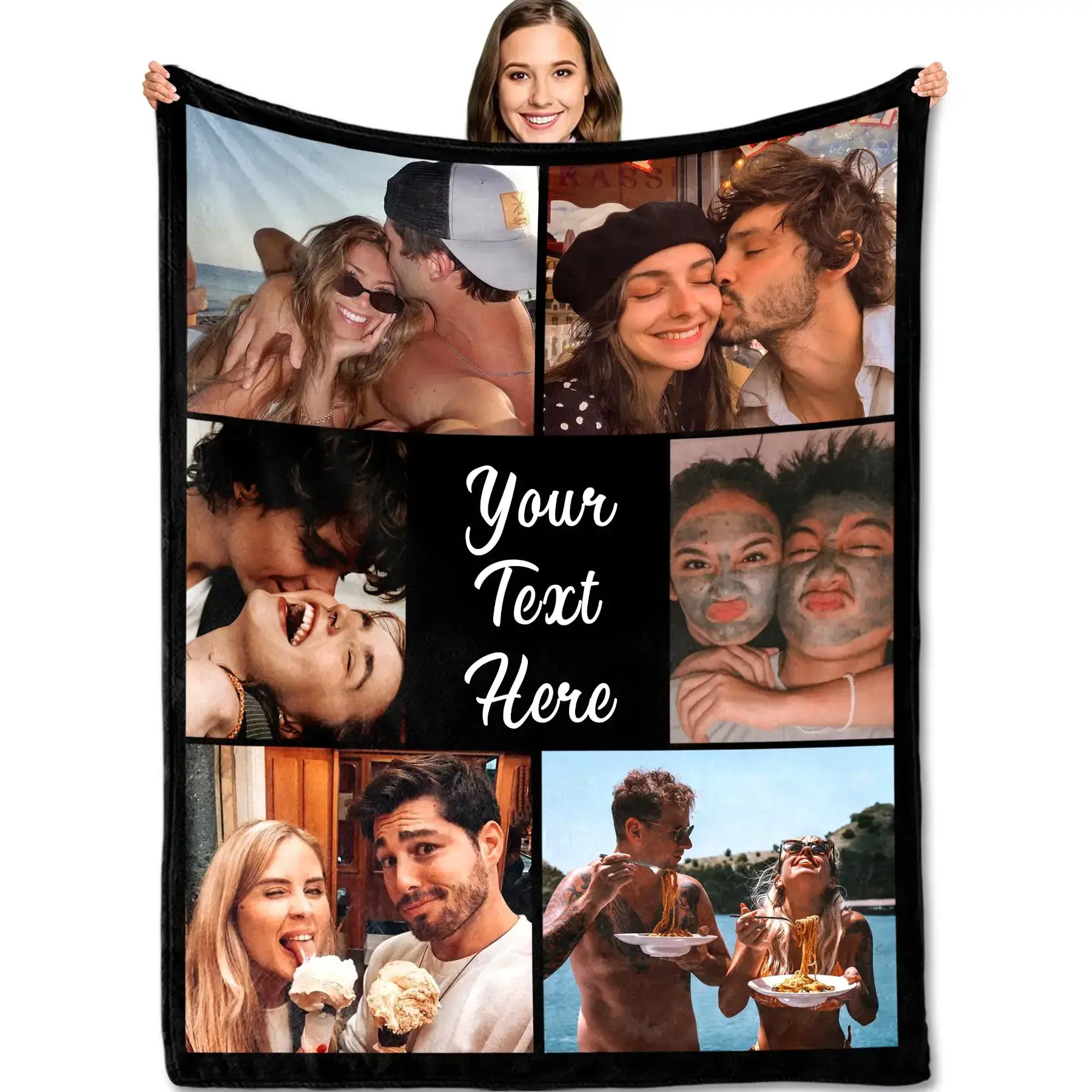 Crystal Spring Sunrise Custom Photo Blanket, Personalized Memory Couch Throw with Nature Scene Artwork, Family Room Keepsake Cover, Gift Table Accent, Birthday Holiday Present for Loved Ones, Couples and Family