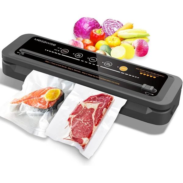 80KPA Compact Vacuum Sealer Machine with Bags & Cutter, One-Touch Food Sealer for Dry & Moist Foods