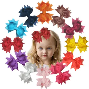 JoyBowie 12pcs 4-inch Colorful Silk Windmill Hair Accessory with Alligator Clip and Handmade Bow, suitable for girls to match various hairstyles.