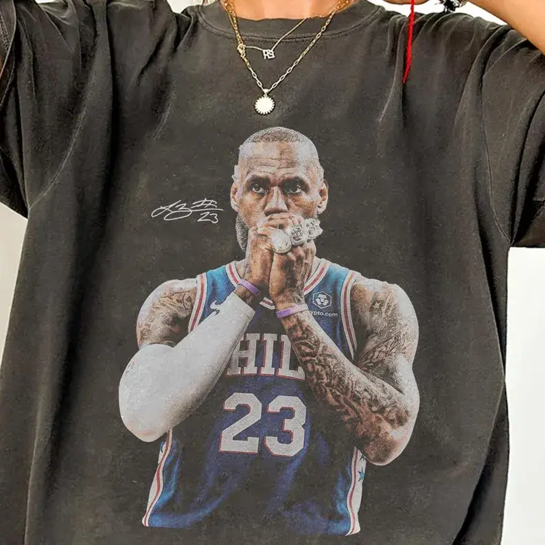 LeBron James 76ers T-shirt Sweatshirt Hoodie, Vintage Bootleg Basketball Graphic Shirt, Vintage Sports Tee, Gift For Fan