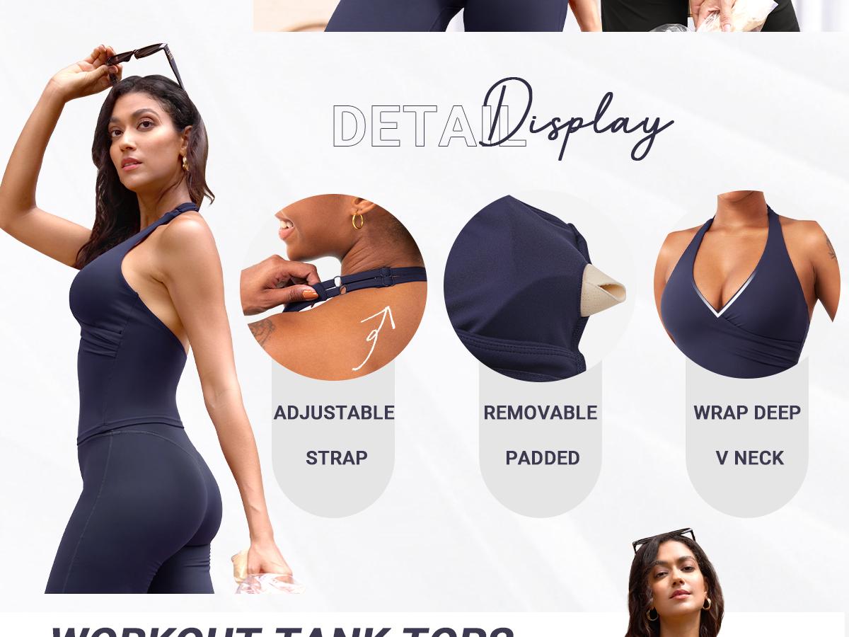 YEOREO Womens Halter Tank Tops Workout Impact Longline Strappy Top Padded Deep V Neck Wrap Gym Backless Bra Camisole YEOREO Womens Halter Tank Tops Workout Impact Longline Strappy Top Padded Deep V Neck Wrap Gym Backless Bra Camisole