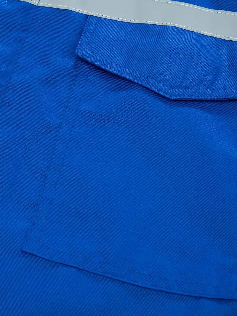 HOMUG Men’s One-Piece Cargo Pants Set Spring/Summer Style Wear-Resistant & Breathable with Velcro and Zipper for Machine Repair, Car Repair, Paint Factory, and Workshop Use – Durable Fall Outfit SpringStatements Casual Blue