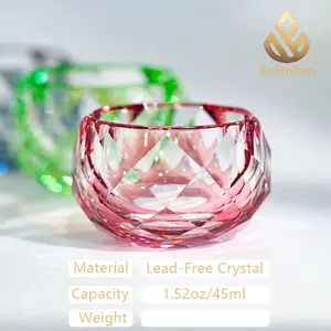 45ml Grade A Lead-Free Crystal Glasses | 6 Macaron Colors Optional | Vintage Thick-Walled Cups with Comfort Grip | Multipurpose Drinkware for Wine, Water, Tea & Tasting | Ideal for Home Kitchen Barware & Anniversary Gifts