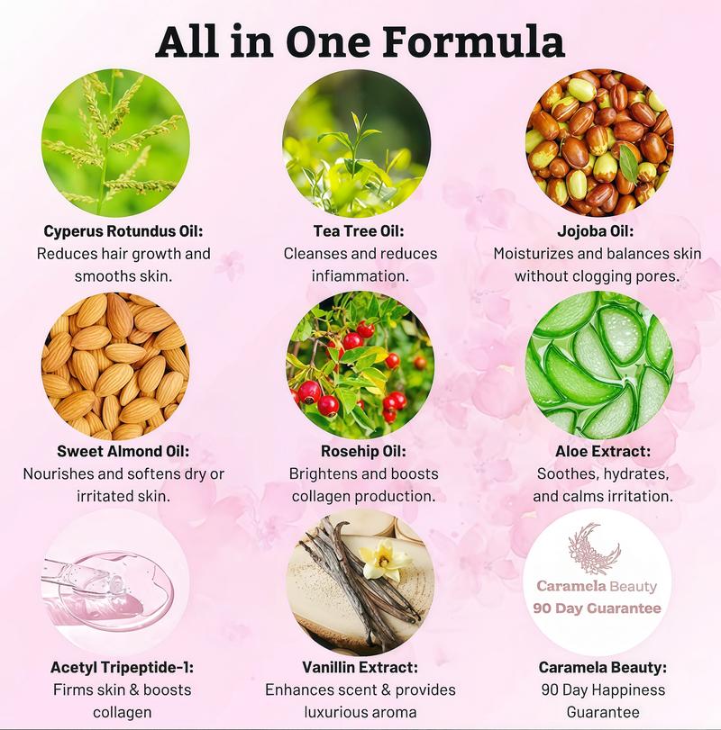 2 Pack Caramela Beauty Cyperus Rotundus Oil for Natural Permanent Hair Reduction,Mild and Non-irritating Body Care Wax,Moisturizing & Soothing for Skin Care Depilatory SL ,Unisex Hair Removal Creamoil , Daily Use Cosmetic Gentle Removal