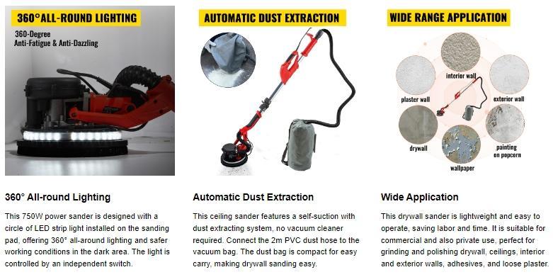 VEVOR Drywall Sander 850W, Variable Speed 800-1750 RPM, Foldable Sheetrock Sander with Telescope Handle, LED Strip Light, Vacuum Bag & Gloves Heavy Duty Power Tools VEVOR Drywall Sander 850W, Variable Speed 800-1750 RPM, Foldable Sheetrock Sander with Telescope Handle, LED Strip Light, Vacuum Bag & Gloves Heavy Duty Power Tools