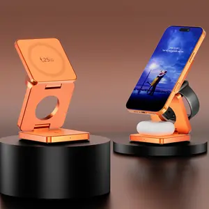 GloVoyage 3-in-1 Magnetic Wireless Charging System Foldable Ultra-Portable Device Charger for iPhone AirPods Apple Watch Q2.2 25W