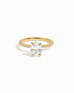  Sami Jewels Oval Pave Band Engagement Ring, 925 Sterling Silver Ring, 14K Gold Plated Ring, Diamond Ring, Promise Ring, Cubic Zirconia Ring, Ring for Her