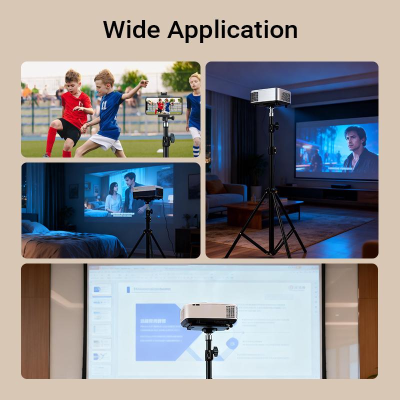 Projector Floor Stand, Folding Portable Tripod Mount for Projector, Camera & Webcam, Adjustable Height 23"–67", Supports up to 4 lb