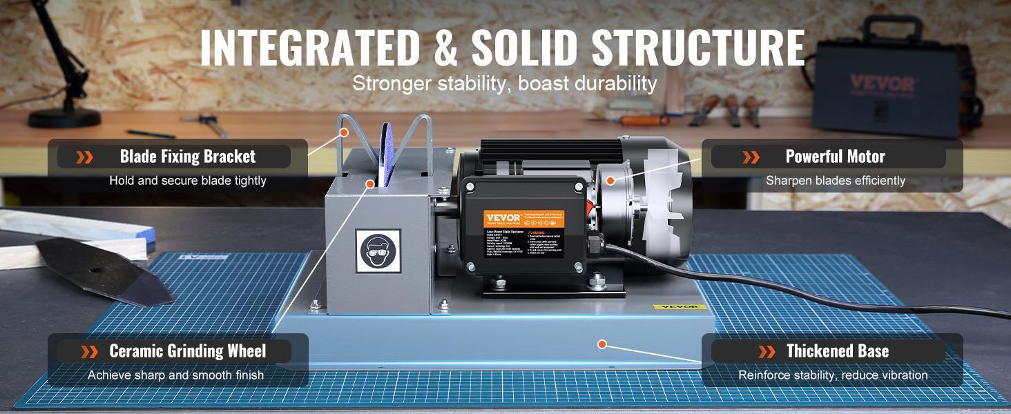 VEVOR Lawn Mower Blade Sharpener,  , 1HP 750W Lawnmower Blade Sharpener with 9-inch Ceramic Grinding Wheel, Powerful Bench Mower Sharpening Machine for High/Low Lift Blades, Gator Blades, Flat Blades