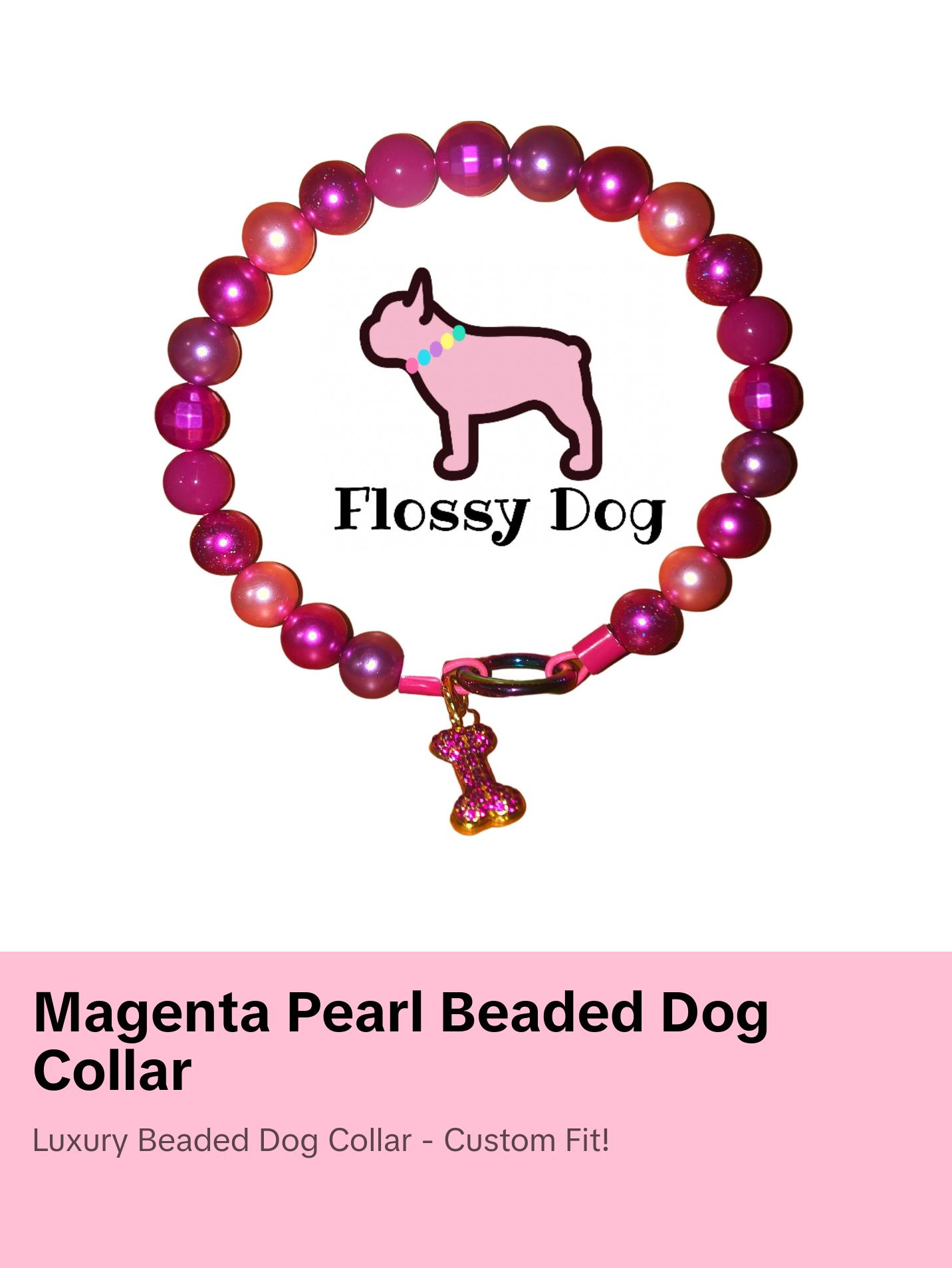 Magenta Pearl Beaded Dog Collar | Durable Dog Necklace with Big Beads | Custom Pet Jewelry | Luxury Dog Accessories | Puppy Pearls