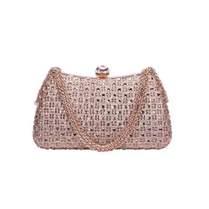 Women's Chic Retro Style Small Diamond Evening Clutch Bag, Adjustable Chain Crossbody Shoulder Handbag for Party, Wedding,summervibes