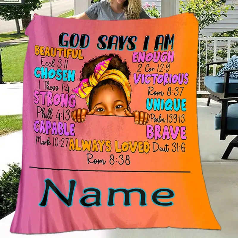 Customized Name Knitted Blanket - 280gsm Soft Polyester Fabric, Wrinkle-Resistant, 30-39in Multi-Size, Full Print 3D Design, Ideal for Nap Time, Christmas/Thanksgiving/Wedding Gift, Home & Office Decor
