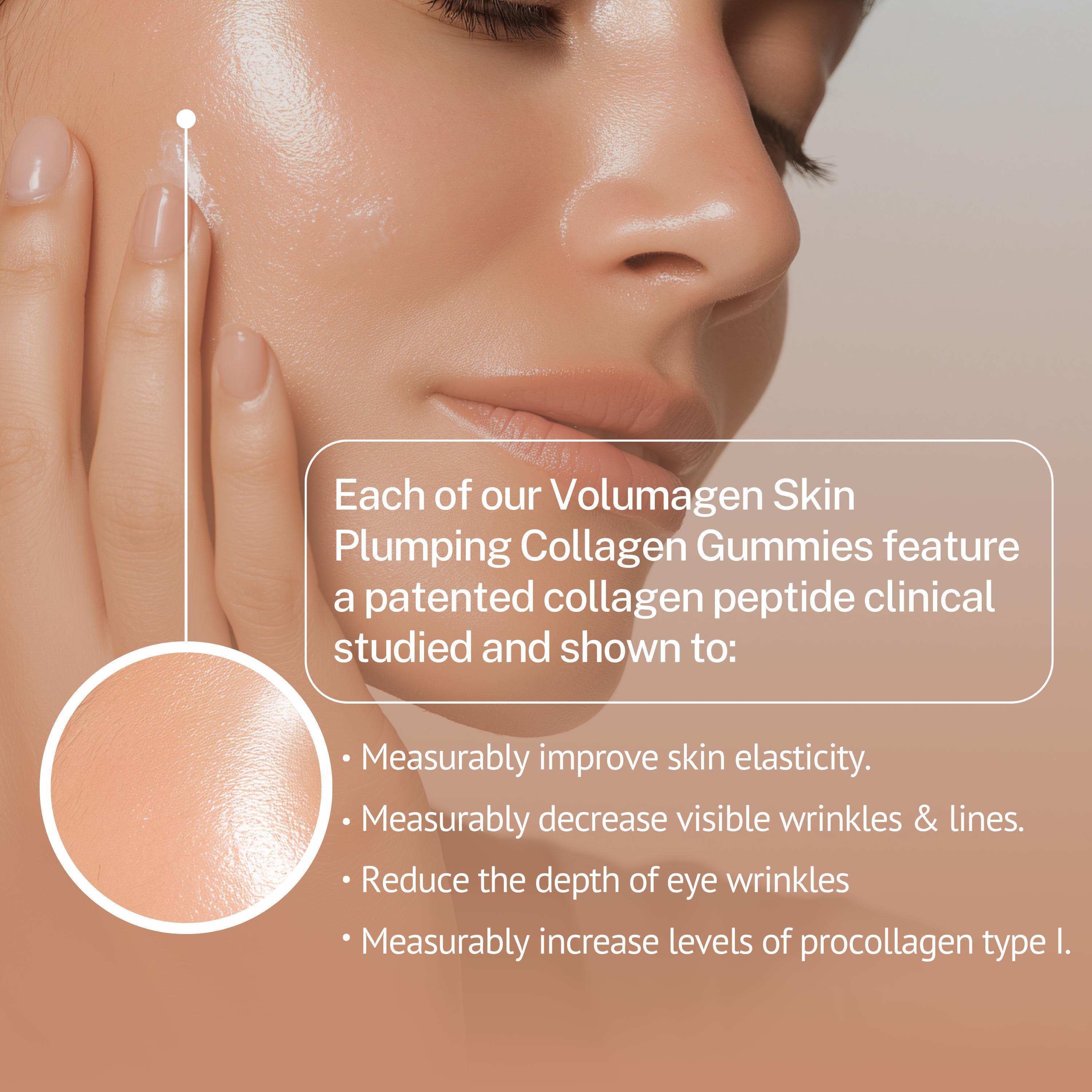 Volumagen Skin Plumping Collagen Gummies – Clinically Studied Bioactive Collagen for Wrinkle Reduction, Elasticity & Hydration, 120 Ct
