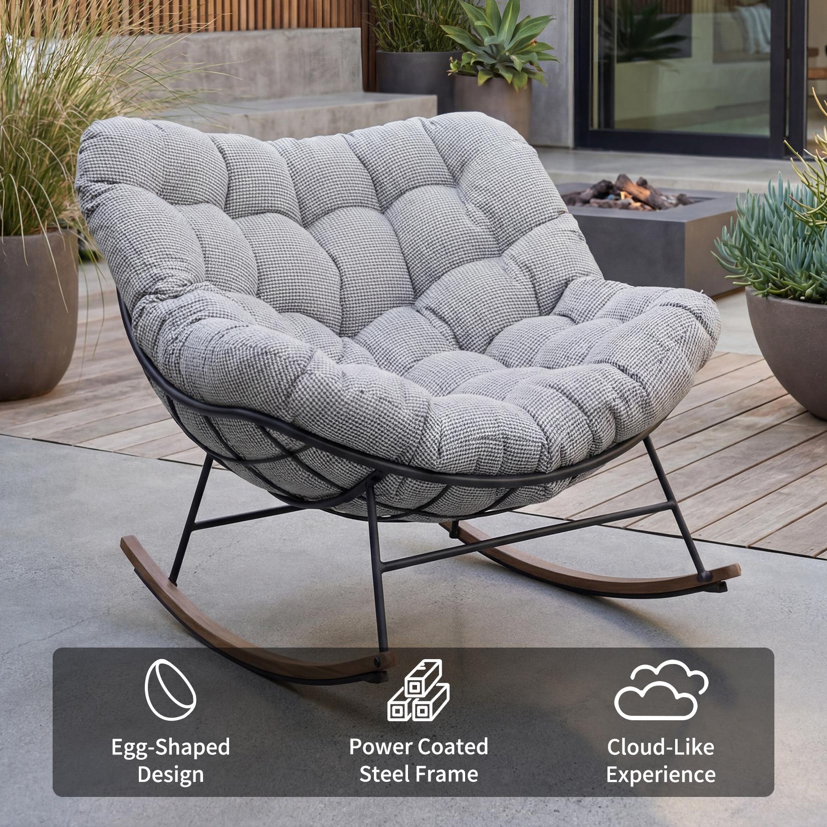 Cushions Replacement - GRANDPATIO Indoor & Outdoor Royal Rocking Chairs, 7.9inch Thick Waterproof Egg Chair Replacement Cushion for Patio Comfort, 1 PCS