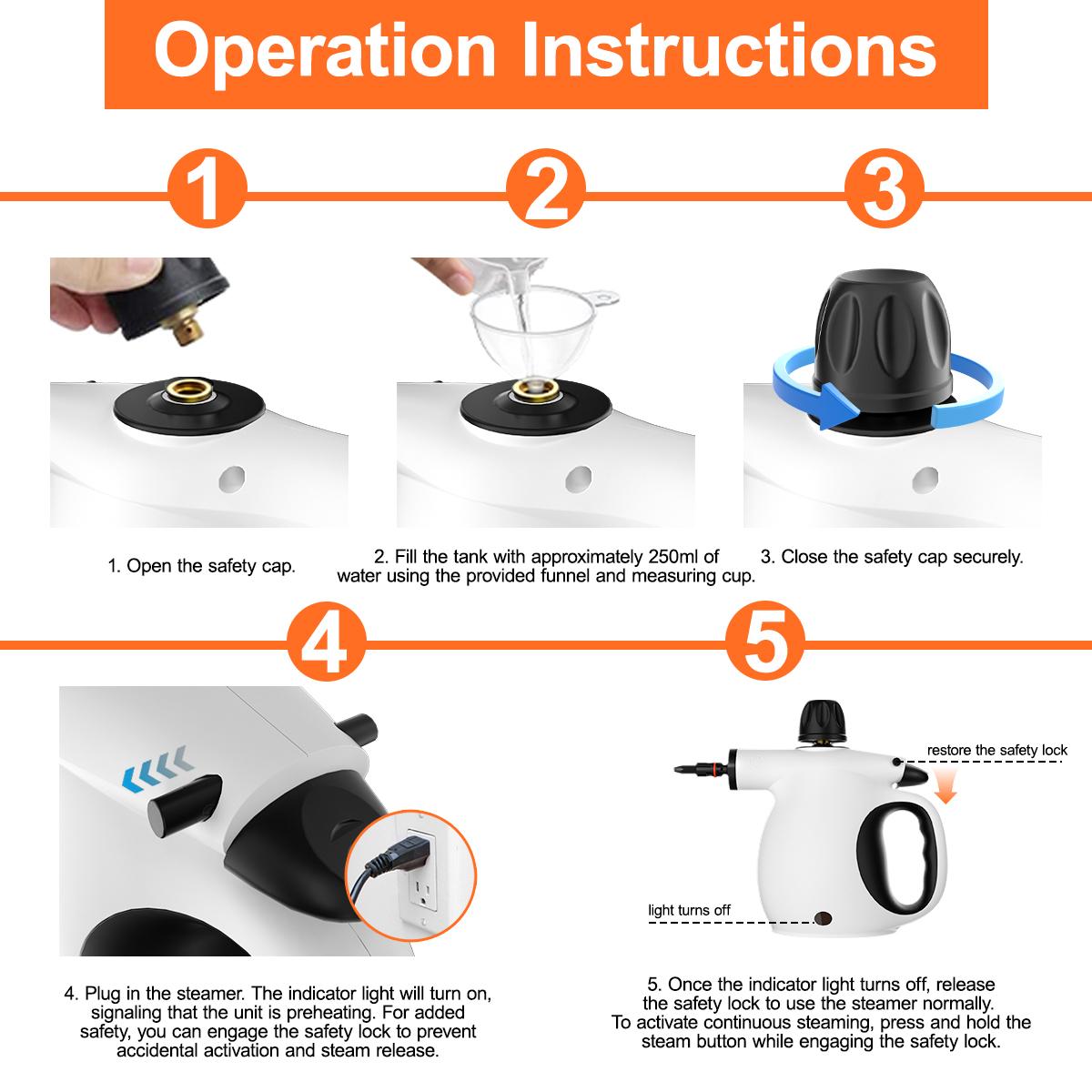 Pressurized Handheld Multi-Surface Steamer Steam Cleaner with 12pc Cleaning Kit