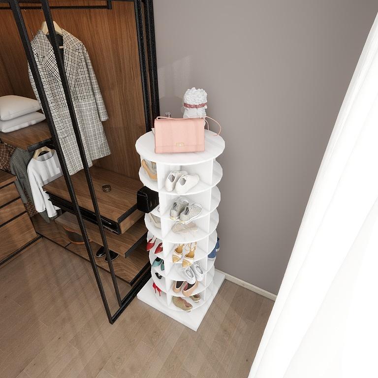 7 Tier Rotating Shoe Rack Tower Organiser, Spinning Shoe Display Lazy Susan, Revolving 360 Shoe Rack Storage Round Carousel, Vertical Handbag Rotate Shoes Closet Organization