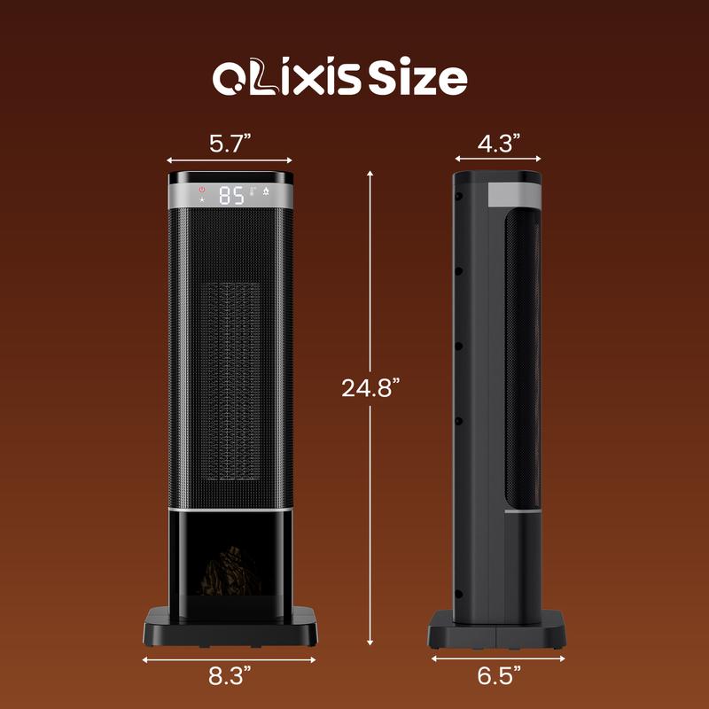 【Clearance Deal】24Inch Space Heaters for Indoor Use, Portable Heater with 3 Light Colors, Adjustable Thermostat with Remote, Tip-over Protection Up to 95°F, 60°Oscillation