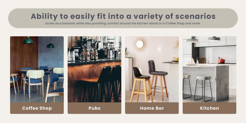 Set of 2 Modern PU Leather Bar Stools with Backrest, Comfortable Counter Stool for Kitchen & Home