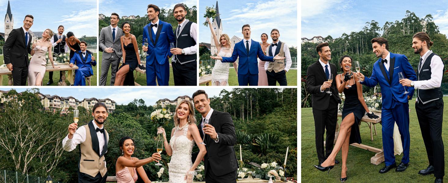 COOFANDY Men's 2 Piece Suits Classic Fit 2 Button Dress Suits Tuxedo Jacket Blazer for Wedding Business Dinner Prom Formal Menswear Elegant COOFANDY Men's 2 Piece Suits Classic Fit 2 Button Dress Suits Tuxedo Jacket Blazer for Wedding Business Dinner Prom Formal Menswear Elegant