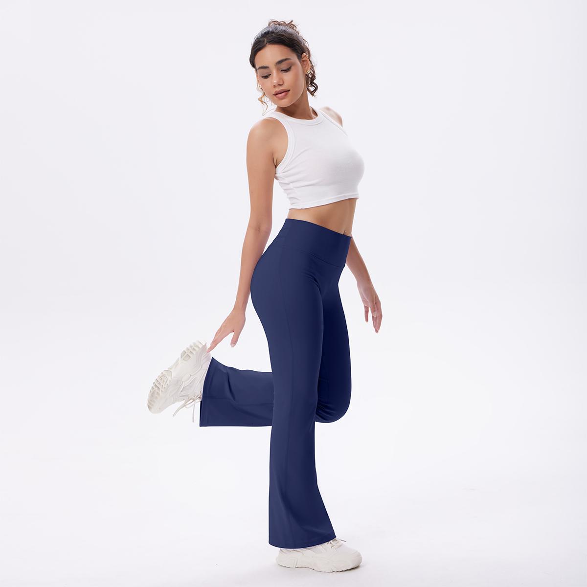 OQQ Women's High Waist Flare Yoga Pants V Back Workout Trousers Gym Sport Flared Leggings for Fitness SpringStatements