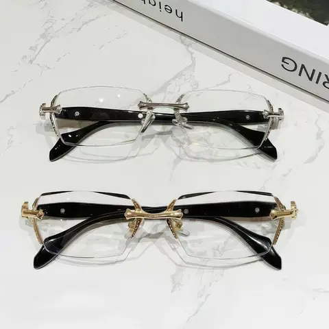 Unisex Rimless Glasses with Diamond Cut Edges, High Definition Lenses for Fashion, Street Style & Daily Use