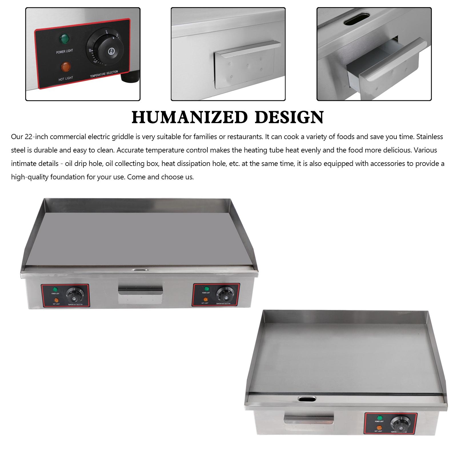 Electric flat top griddle cooking plate details