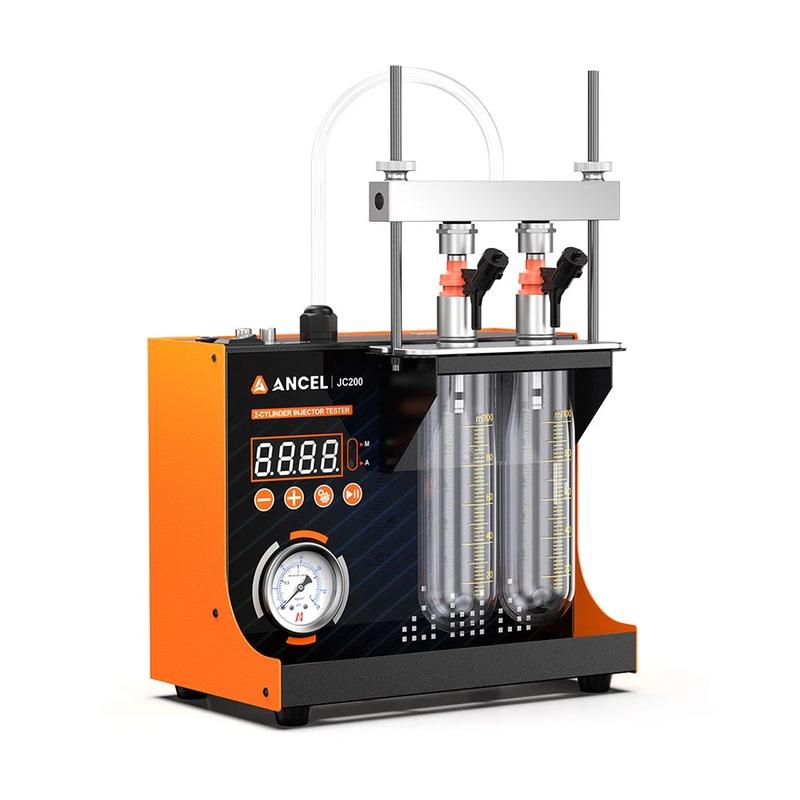 ANCEL JC200 2-Cylinder Fuel Injector Tester & Flow Cleaner | Removes Light Surface Deposits During Testing, Adjustable Pressure, Built-in 12V Pump for Cars & Motorcycles