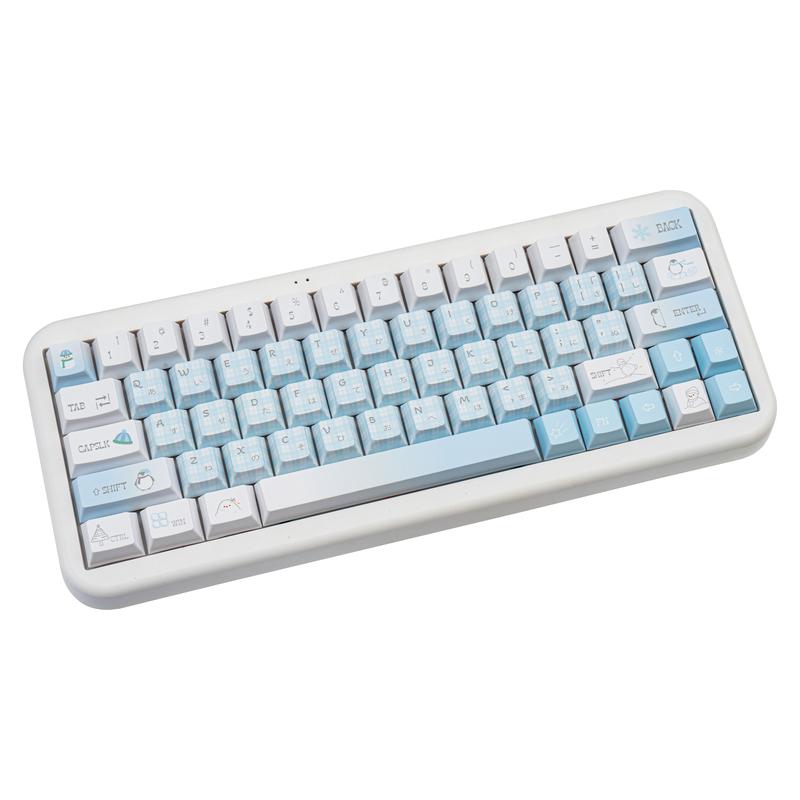 Ergonomic keycaps COOMICKEY Creamy Keycaps Set 145 Keys PBT Dye Sublimation Snowman Shape Blue Custom Keycap for 61/64/87/104/108 Cherry MX Switches ISO ANSI Layout Mechanical & Gaming Keyboard