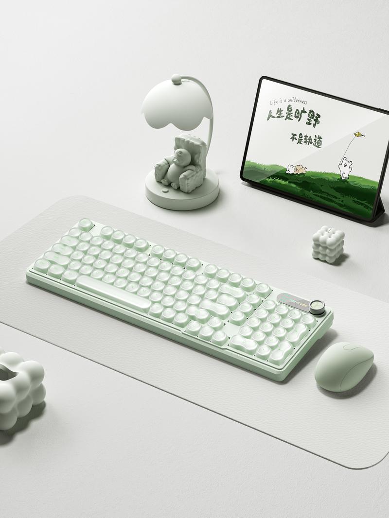 FURYCUBE IP98 Foudation Keyboard, 98 keys with Knob Transparent Keycaps Tri-Mode BT/2.4GHz/USB-C Cute Classic Keyboard with Number Pad, Media Knob Custom Mechanical Feel Keyboard, RGB Backlit Work/Office/Gaming Silent Keyboard, Budget Gift