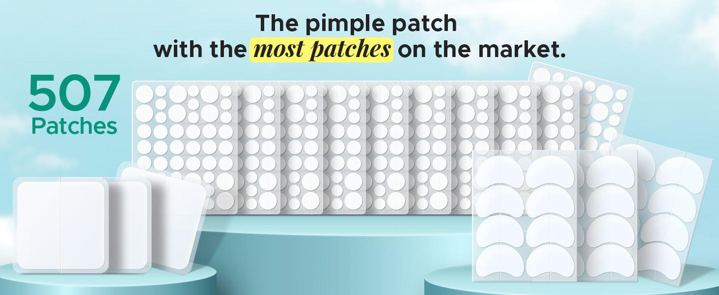 LitBear Pimple Patches, 507 Patches 5 Sizes Large Pimple Patch, Largepatch Hydrocolloid Bandages, Zit Stickers for Forehead, Nose, Body, Back, and Chest Zitsticker Pack, Mothers Day Gift,,travel essentials
