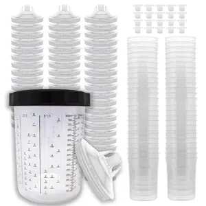 Disposable 27 Ounce (800ml) Paint Spray Gun Cups Liners and Lid System, 50 Pack 125 MIC Kit