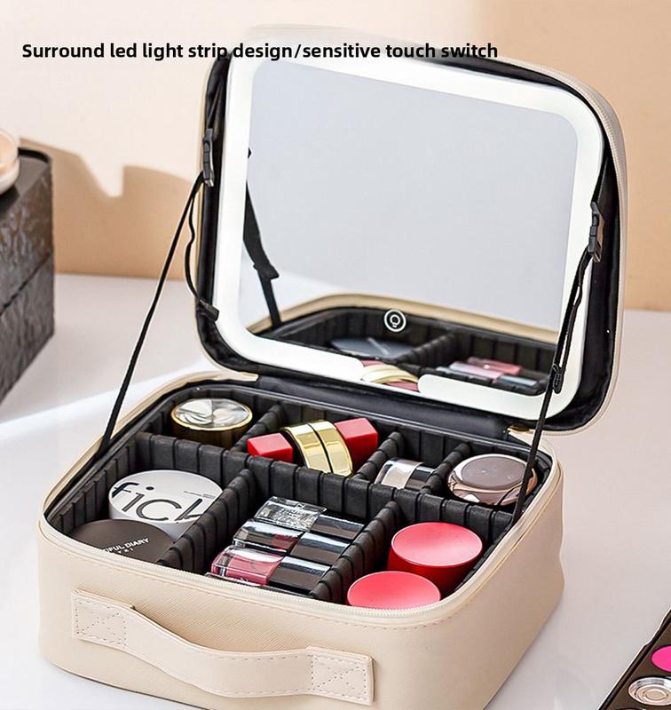 2025 Trending LED Makeup Bag with Mirror Large Capacity Portable Stylish Travel Case for Cosmetics