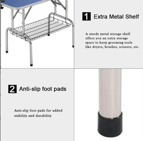 2-in-1 Pet Grooming Table & Care Desk! Foldable & Height-Adjustable, With Hook & Storage Basket, Universal Table for Dog & Cat Bathing/Blowing/ Nail-Trimming