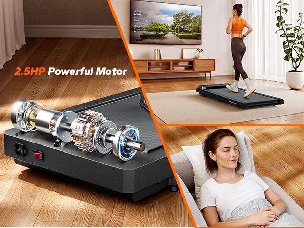 Merach Under Desk 2-in-1 Walking Pad for Home & Office,  2.25HP Low-Noise Portable 265lbs Treadmill with LED Display for Walking and Jogging, TikTokShopBlackFriday