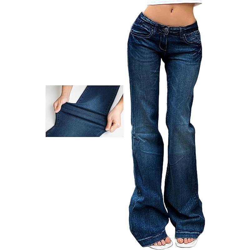 Women's Denim Fashion Versatile Comfortable Casual Flare Leg Jeans - Y2K 90s Low Rise Vintage Pants