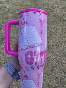 Pink God Is Good No Spill Lid Double Wall Insulated Stainless Steel Tumbler